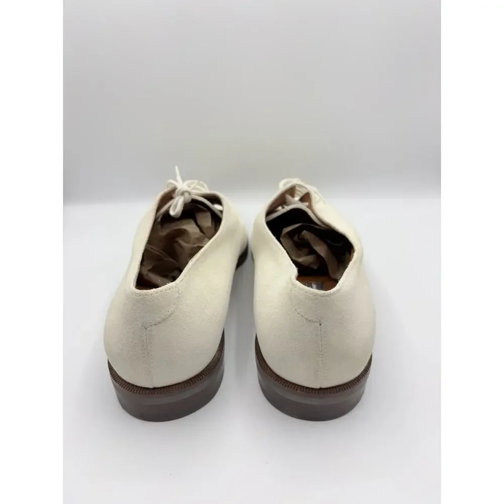 Salvatore Ferragamo Suede Derby Shoes Men 9 D Vibram Sole Italy Cream Beige GOOD